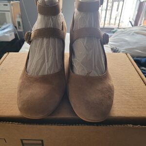 Lucky Brand Cemli Double Strap Mary Jane Heels in Porcini